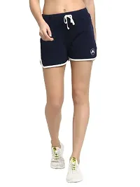 moonaah Women Blue Slim Fit Solid Smart Shorts S-thumb1