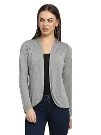 moonaah Women Grey Cotton Open Front Shrug-thumb2