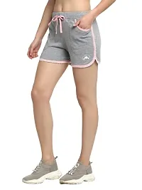 moonaah Women Light Grey Slim Fit Solid Smart Shorts S-thumb2