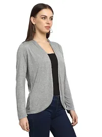 moonaah Women Grey Cotton Open Front Shrug-thumb3