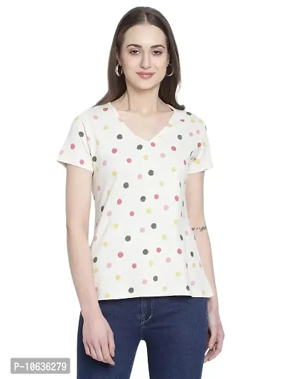 moonaah Women White Cotton T-Shirt(TEE-2368)