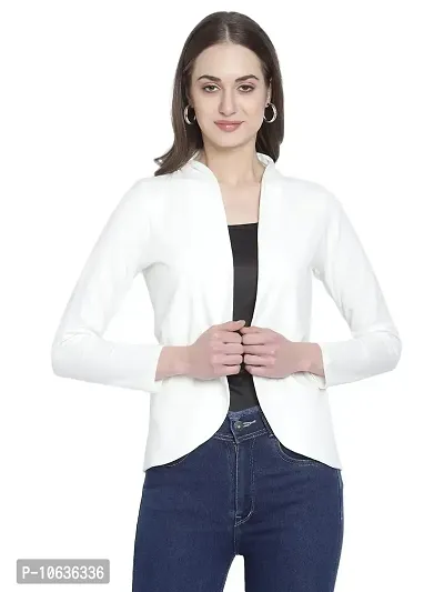 Moonaah Women White Cotton Shrug(M-SRG-2370)-thumb0