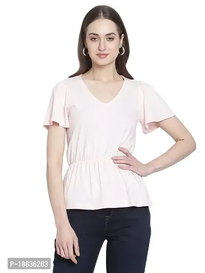 moonaah Women Beige Cotton T-Shirt(TEE-2363)-thumb1