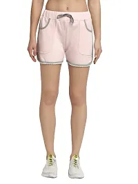 moonaah Women Pink Slim Fit Solid Smart Shorts XL-thumb1