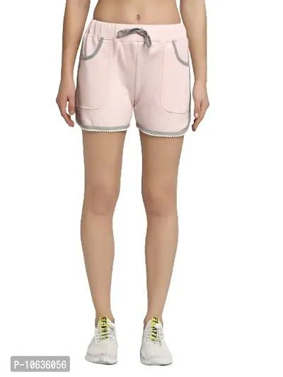 moonaah Women Pink Slim Fit Solid Smart Shorts XL-thumb2