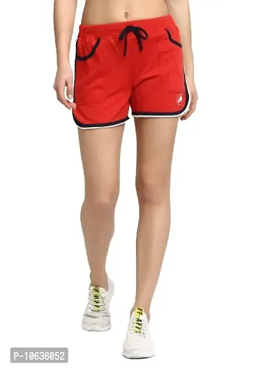 moonaah Women Red Slim Fit Solid Smart Shorts 2XS