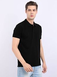 Stylish Black Cotton Polo T-shirt-thumb1