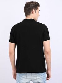 Stylish Black Cotton Polo T-shirt-thumb2