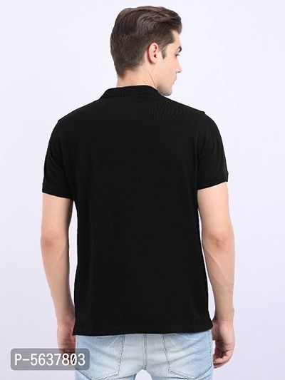 Stylish Black Cotton Polo T-shirt-thumb3