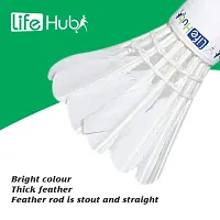 Life Hub Badminton Feather Shuttlecock (White) - Pack of 10-thumb1