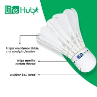 Life Hub Badminton Feather Shuttlecock (White) - Pack of 10-thumb3