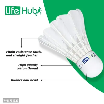 Life Hub Badminton Feather Shuttlecock (White) - Pack of 10-thumb4