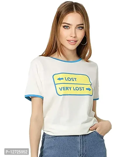 Women Cotton Printed Casual Round T-Shirt