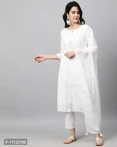 Stylish Women Cotton Kurta with Pant with Dupatta