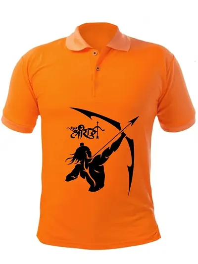 UneeQ Stylish Jai Shree Ram | Jai Shri Ram T-shirt Polo Collar Neck Unisex | Lycra T-shirt for Men And Women