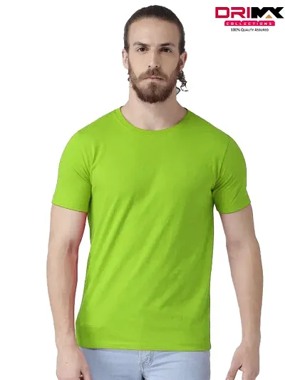 Stylish Cotton Blend Solid Round Collar Neck Unisex Tees