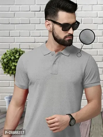 Stylish Cotton Blend Solid T-shirt For Men-thumb0