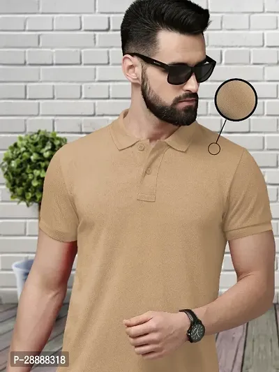 Stylish Cotton Blend Solid T-shirt For Men-thumb0