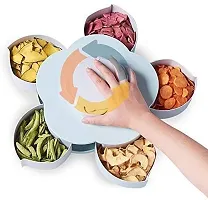 Keepbro Five Compartments Flower Candy Box Serving Rotating Tray Dry Fruit, Candy, Chocolate, Snacks Storage Box with Mobile Phone Stand for Home Kitchen-thumb4