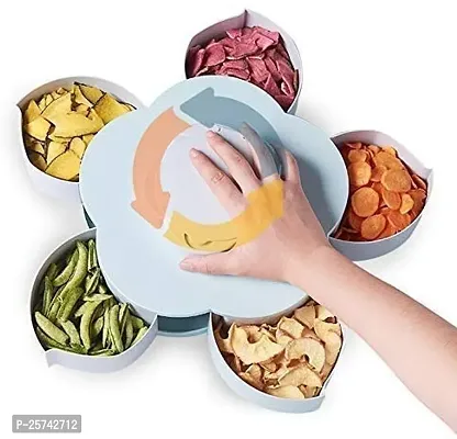 Keepbro Five Compartments Flower Candy Box Serving Rotating Tray Dry Fruit, Candy, Chocolate, Snacks Storage Box with Mobile Phone Stand for Home Kitchen-thumb5