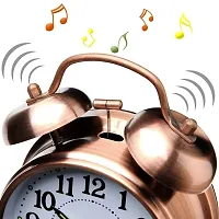 Keepbro Alarm Clocks for Students Metal Analogue Cuitan Vintage Silent Ticking Table Twin Bell Wake Up Alarm Clock with Nightlight-thumb2