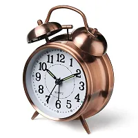 Keepbro Alarm Clocks for Students Metal Analogue Cuitan Vintage Silent Ticking Table Twin Bell Wake Up Alarm Clock with Nightlight-thumb4