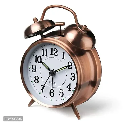 Keepbro Alarm Clocks for Students Metal Analogue Cuitan Vintage Silent Ticking Table Twin Bell Wake Up Alarm Clock with Nightlight-thumb5