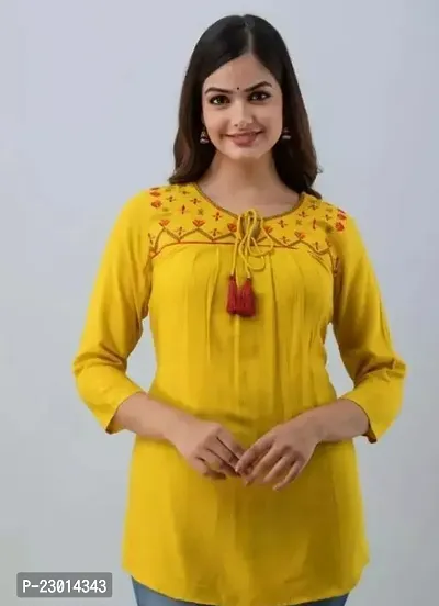 Elegant Rayon Embroidered Top For Women