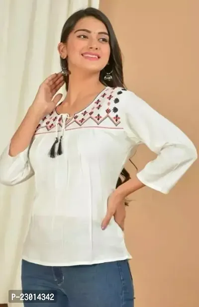 Elegant Rayon Embroidered Top For Women