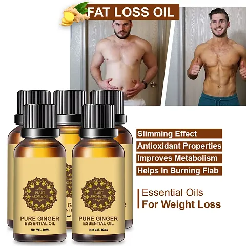 Ginger Essential Oil | Ginger Oil Fat Loss | For Belly Drainage Ginger Massage Oils For Belly / Fat Reduction Pack of 5