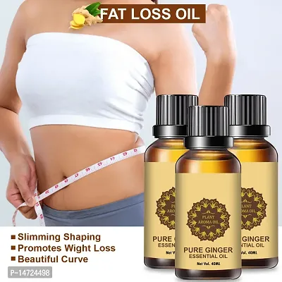 Ginger Essential Oil | Ginger Oil Fat Loss | Organics Herbal Fat Burner Fat loss fat go slimming weight loss body fitness oil Shape Up Slimming Oil For Stomach, Hips  Thigh (40ML) (PACK OF 3)