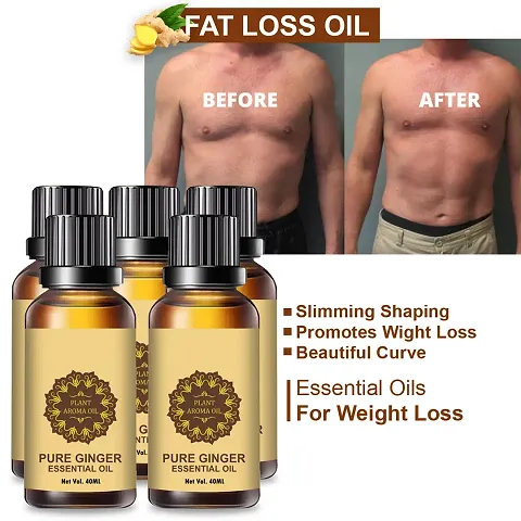Ginger Essential Oil | Ginger Oil Fat Loss | For Belly Drainage Ginger Massage Oils For Belly / Fat Reduction Pack of 5