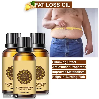 Ginger Essential Oil | Ginger Oil Fat Loss | Fat loss fat go slimming weight loss body fitness oil Shaping Oil (40ML) (PACK OF 3)-thumb0