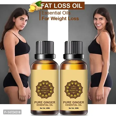 Ginger Essential Oil | Ginger Oil Fat Loss | belly fat reduce oil, weight loss massage oil, fat burner oil for women, slimming oil, weight loss oil (40ML) (PACK OF 2)