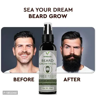 VitraCos Beard Oil 50ml   Faster Growing Beard Oil With Goodness Of Avacado  Jojoba and Natural Oil for Men   Reduce Breakage and Dryness Hair Oil  (50 ml)-thumb0