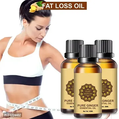 Ginger Essential Oil | Ginger Oil Fat Loss | belly fat reduce oil, weight loss massage oil, fat burner oil for women, slimming oil, weight loss oil (40ML) (PACK OF 3)