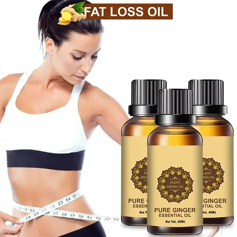 Ginger Essential Oil | Ginger Oil Fat Loss | belly fat reduce oil, weight loss massage oil, fat burner oil for women, slimming oil, weight loss oil (40ML) (PACK OF 3)