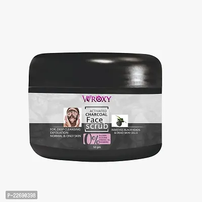 Wroxy Charcoal Face Scrub for Oily and Normal skin, with Charcoal and Walnut for Deep Exfoliation - 50 GM (PACK OF 1)