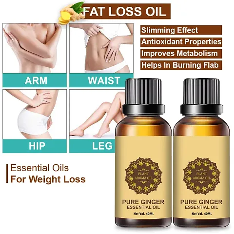 Ginger Essential Oil | Ginger Oil Fat Loss | For Belly Drainage Ginger Massage Oils For Belly / Fat Reduction Pack of 2