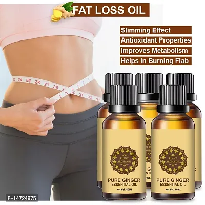 Ginger Essential Oil | Ginger Oil Fat Loss | Fat Burning oil,slimming oil, Fat Burner,Anti Cellulite  Skin Toning Slimming Oil For Stomach, Hips  Thigh Fat loss (40ML) (PACK OF 5)-thumb0