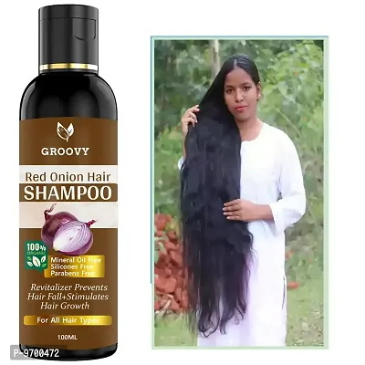 Red Onion Shampoo For Hair Regrowth Bio Active Hair Oil Nourshing Hair Treatment With Real Onion Extract Intensive Hair Fall Dandruff Treatment Hair Shampoo 100 ML-thumb0