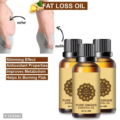 Ginger Essential Oil | Ginger Oil Fat Loss | Massage Oil- Helps in Anti-Cellulite, Toning, Slimming  Weight Loss |Natural Essential Oils Infused, Ayurvedic| (40ML) (PACK OF 3)-thumb0