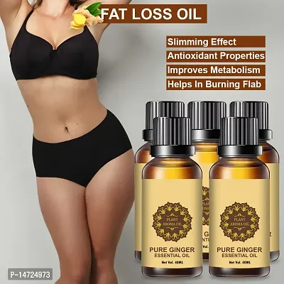 Ginger Essential Oil | Ginger Oil Fat Loss | Fat Burning oil,slimming oil, Fat Burner,Anti Cellulite  Skin Toning Slimming Oil For Stomach, Hips  Thigh Fat loss (40ML) (PACK OF 5)