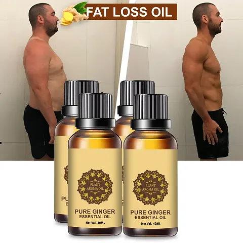 Ginger Essential Oil | Ginger Oil Fat Loss | For Belly Drainage Ginger Massage Oils For Belly / Fat Reduction Pack of 4
