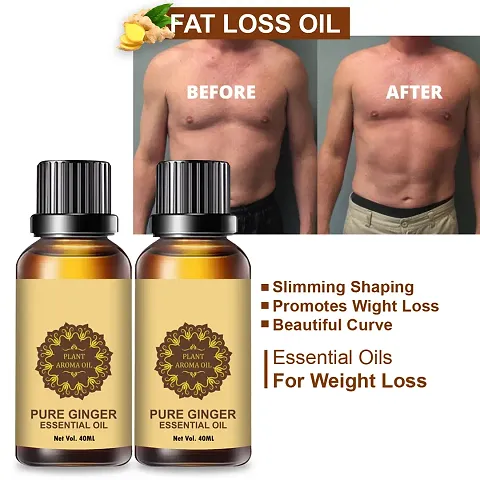 Ginger Essential Oil | Ginger Oil Fat Loss | For Belly Drainage Ginger Massage Oils For Belly / Fat Reduction Pack of 2