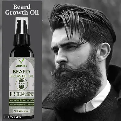 VitraCos  Beard Growth Oil   50ml   More Beard Growth  With Redensyl  8 Natural Oils including Jojoba Oil  Vitamin E  Nourishment   Strengthening   No Harmful Chemicals Hair Oil  (50 ml)-thumb0