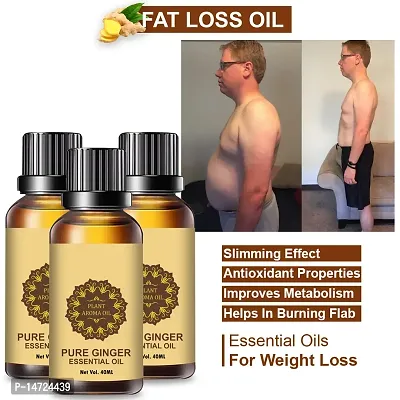 Ginger Essential Oil | Ginger Oil Fat Loss | Fat Burning oil,slimming oil, Fat Burner,Anti Cellulite  Skin Toning Slimming Oil For Stomach, Hips  Thigh Fat loss (40ML) (PACK OF 3)-thumb0