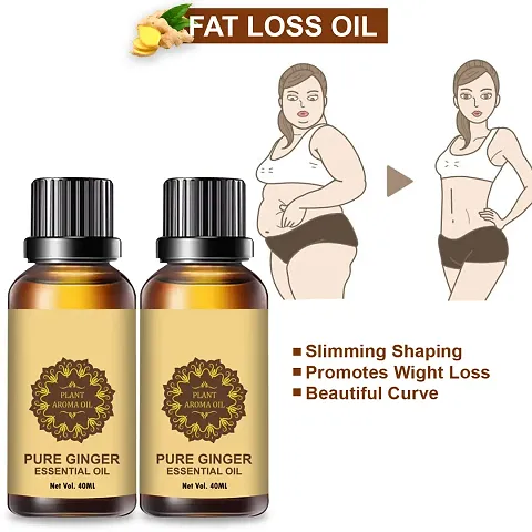 Ginger Essential Oil | Ginger Oil Fat Loss | For Belly Drainage Ginger Massage Oils For Belly / Fat Reduction Pack of 2