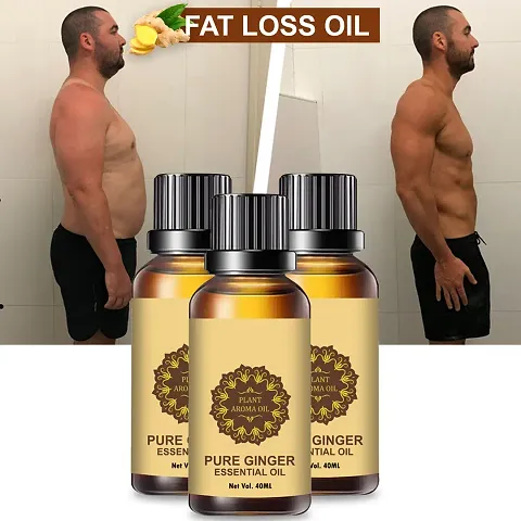 Ginger Essential Oil | Ginger Oil Fat Loss | For Belly Drainage Ginger Massage Oils For Belly / Fat Reduction Pack of 3