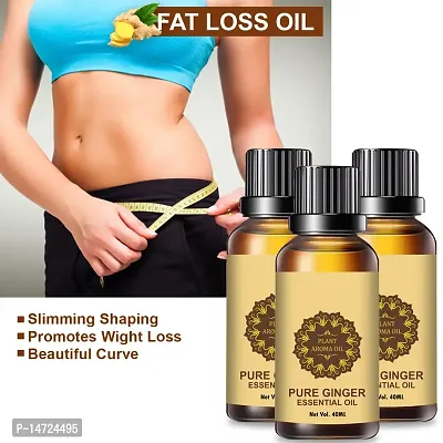 Ginger Essential Oil | Ginger Oil Fat Loss |  Ginger Oil, for Belly Drainage Ginger Massage Oils For Belly / Fat Reduction for Weight Loss, Fat Burner Oil For Men  Women (40ML) (PACK OF 3)
